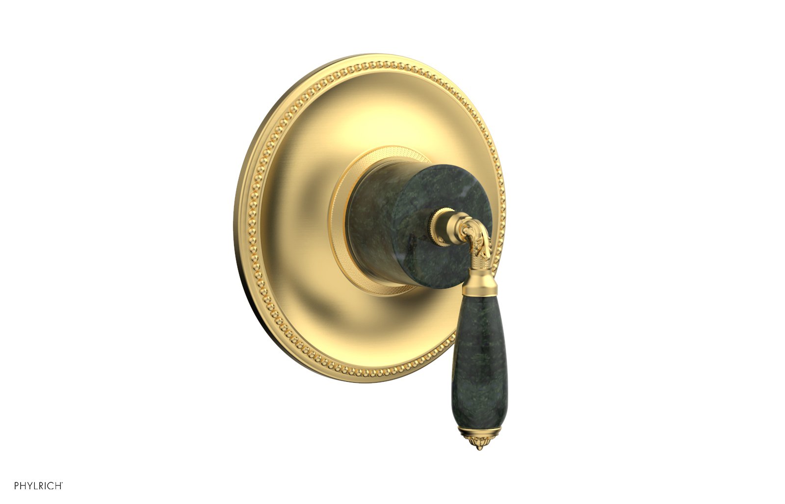 Phylrich VALENCIA Thermostatic Shower Trim, Green Marble Lever Handle