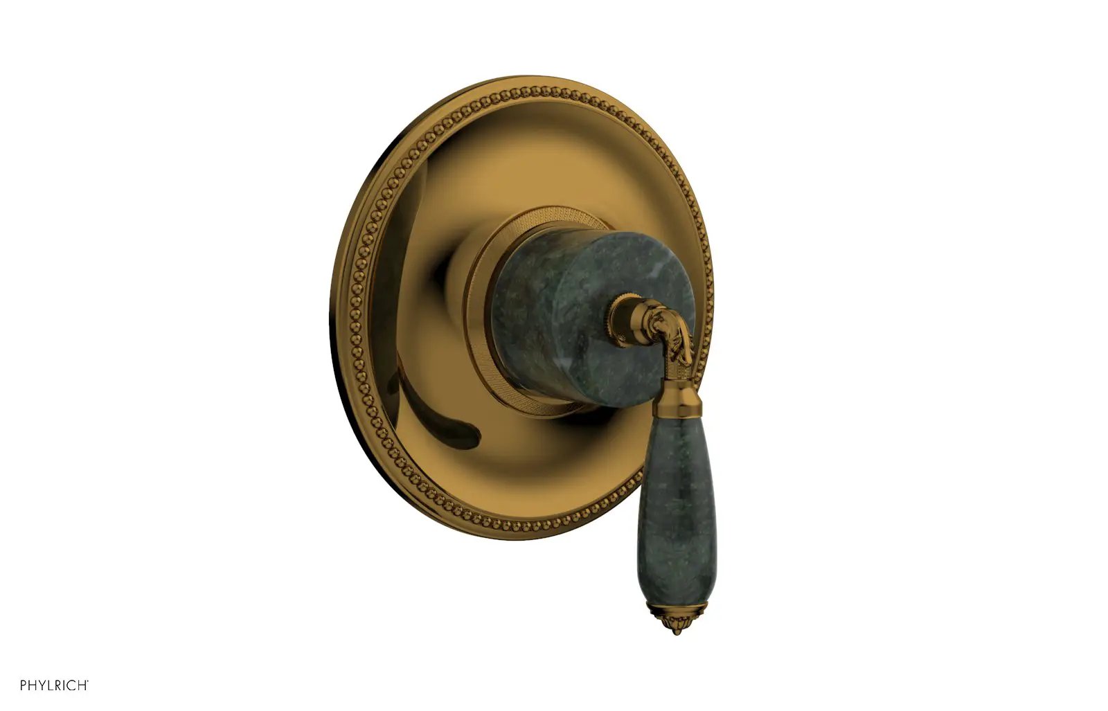 Phylrich VALENCIA Thermostatic Shower Trim, Green Marble Lever Handle by Phylrich