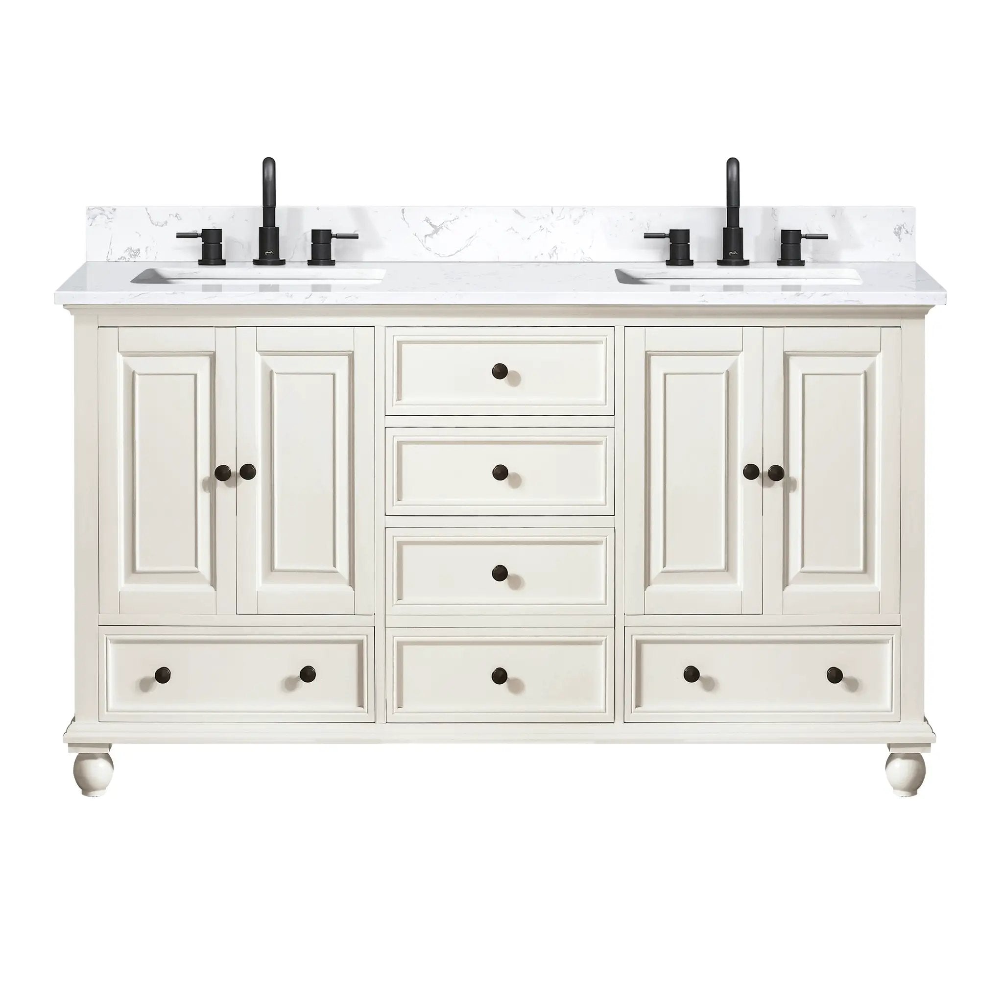 Avanity Thompson 61 in. Double Sink Bathroom Vanity Set with Cala White Engineered Stone Top by Avanity