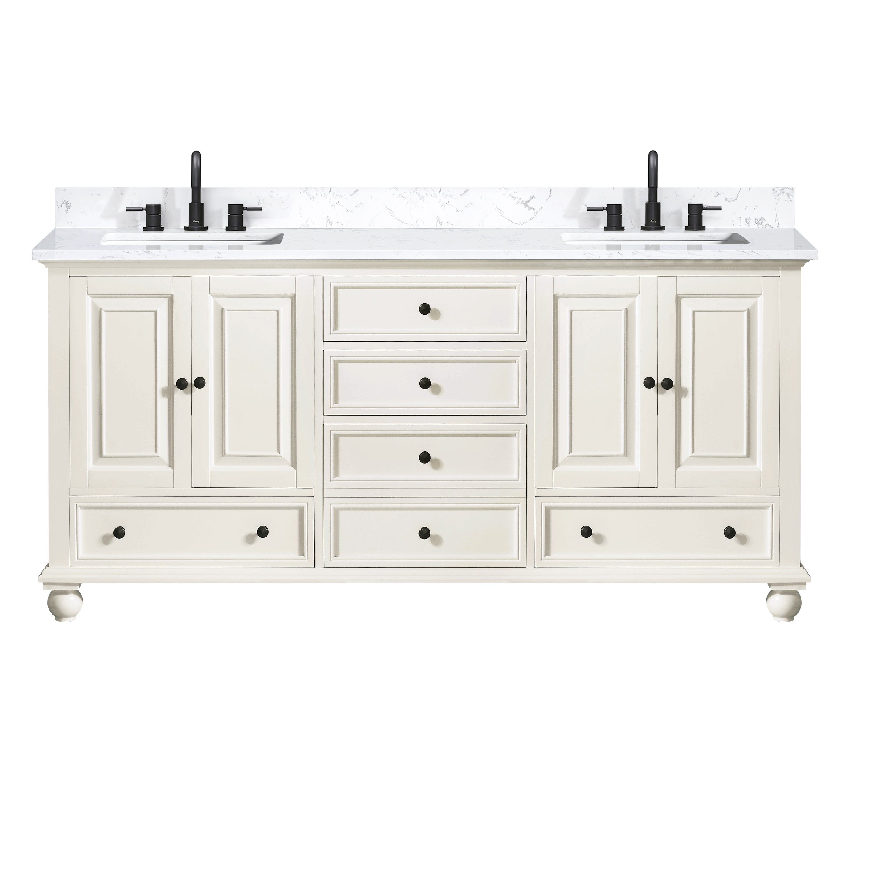 Avanity Thompson 73 in. Double Sink Bathroom Vanity Set with Cala White Engineered Stone Top