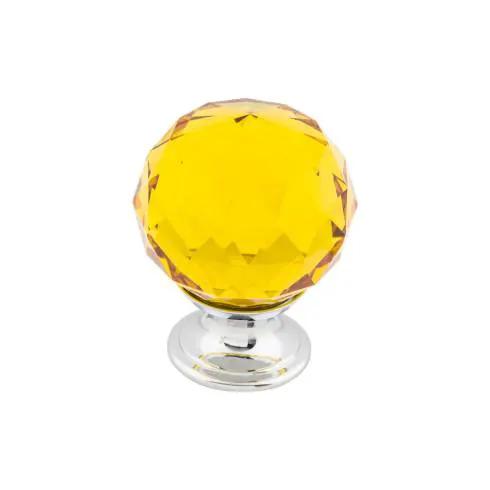 Top Knobs Amber Crystal Knob 1 3/8 Inch w/ Polished Chrome Base by Top Knobs