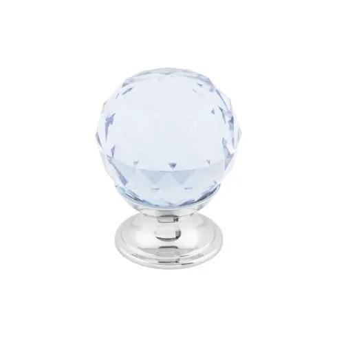 Top Knobs Light Blue Crystal Knob 1 1/8 Inch w/ Polished Chrome Base by Top Knobs