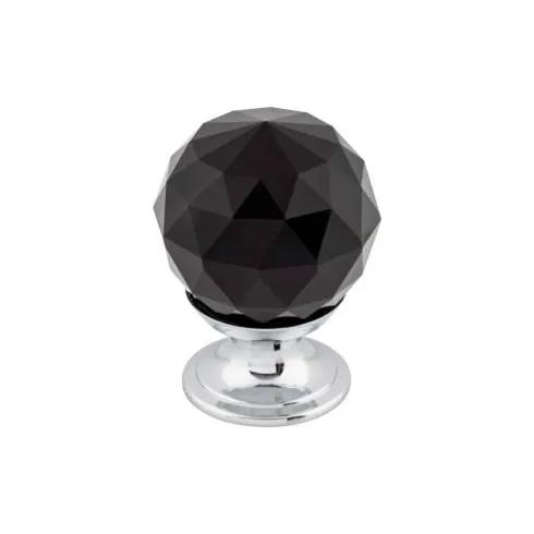 Top Knobs Black Crystal Knob 1 1/8 Inch w/ Polished Chrome Base by Top Knobs