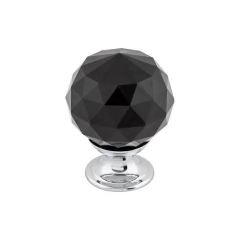 Top Knobs Black Crystal Knob 1 3/8 Inch w/ Polished Chrome Base by Top Knobs