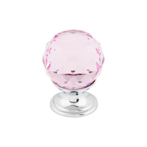 Top Knobs Pink Crystal Knob 1 1/8 Inch w/ Polished Chrome Base by Top Knobs