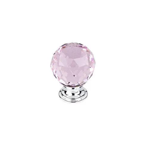 Top Knobs Pink Crystal Knob 1 3/8 Inch w/ Polished Chrome Base by Top Knobs