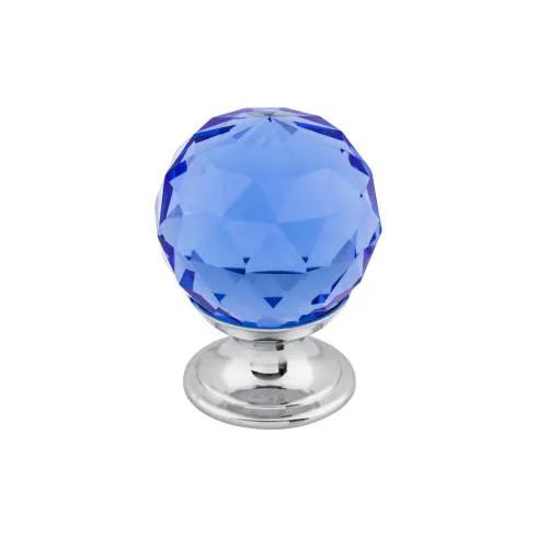 Top Knobs Blue Crystal Knob 1 1/8 Inch w/ Polished Chrome Base by Top Knobs