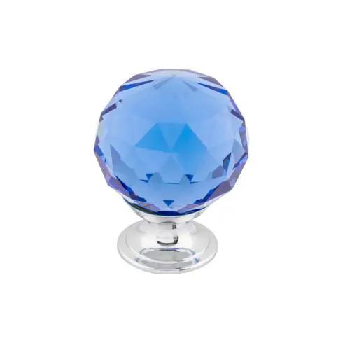 Top Knobs Blue Crystal Knob 1 3/8 Inch w/ Polished Chrome Base by Top Knobs