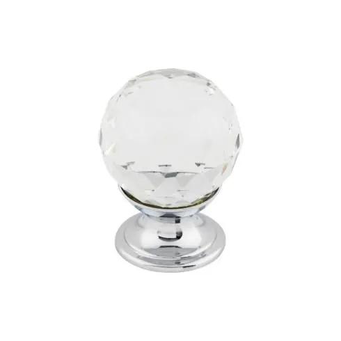Top Knobs Clear Crystal Knob 1 1/8 Inch w/ Polished Chrome Base by Top Knobs