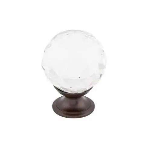 Top Knobs Clear Crystal Knob 1 3/8 Inch w/ Oil Rubbed Bronze Base by Top Knobs