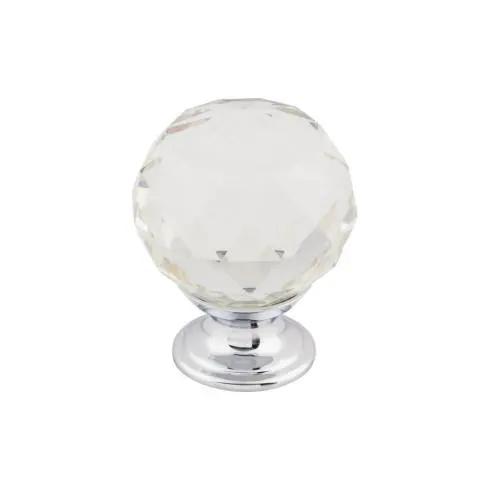 Top Knobs Clear Crystal Knob 1 3/8 Inch w/ Polished Chrome Base by Top Knobs