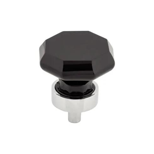Top Knobs Black Octagon Crystal Knob 1 3/8 Inch w/ Polished Chrome Base by Top Knobs
