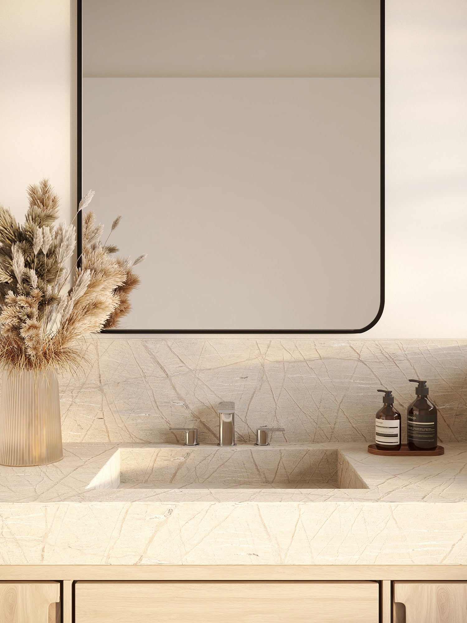 polished chrome bathroom faucet