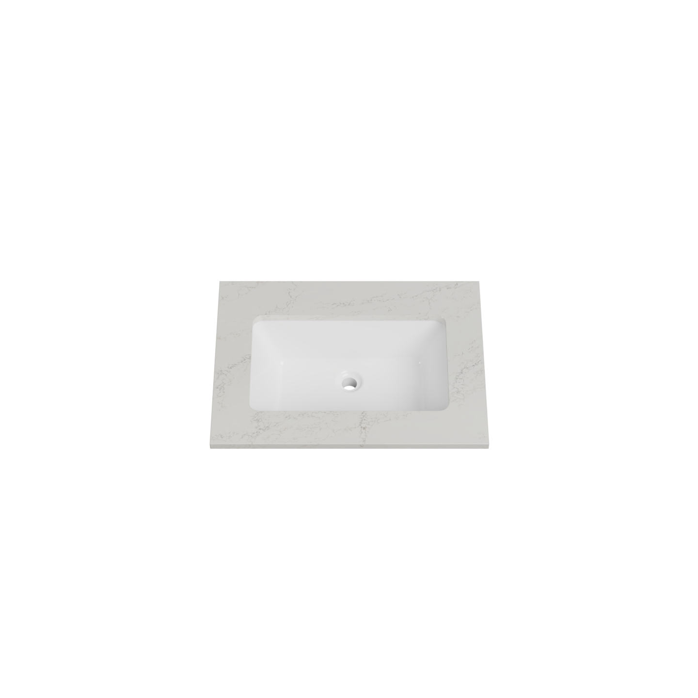 Timberline 25 Inch Quartz Top with Undermount Sink, Center Bowl, 19 Inch Deep, 3 Faucet Hole