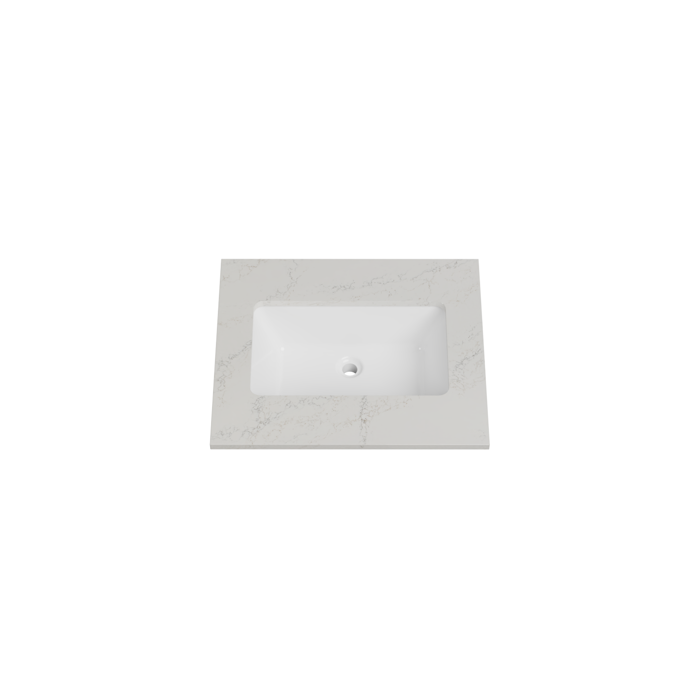 Timberline 25 Inch Quartz Top with Undermount Sink, Center Bowl, 22 Inch Deep, 0 Faucet Hole