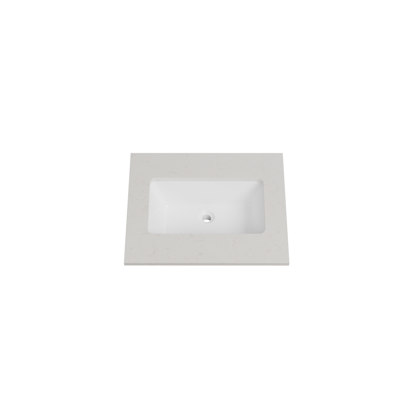 Timberline 25 Inch Quartz Top with Undermount Sink, Center Bowl, 22 Inch Deep, 0 Faucet Hole