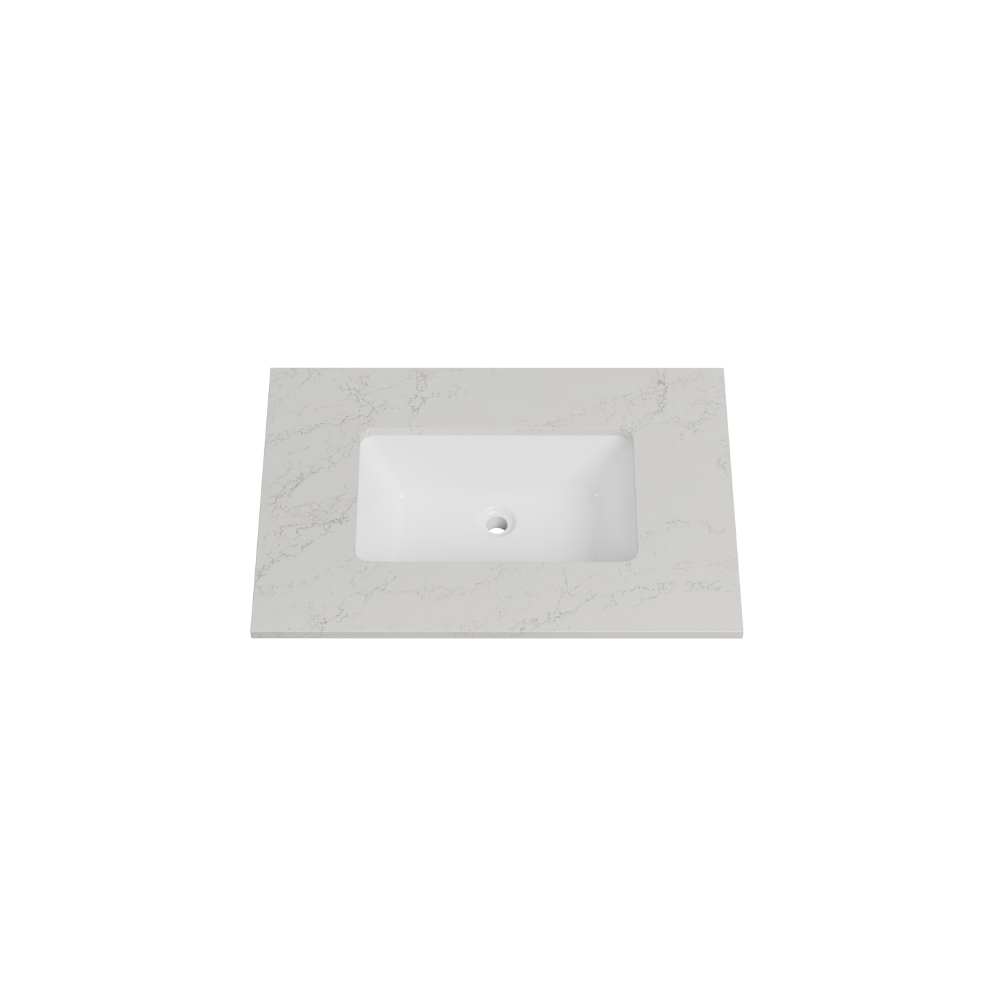 Timberline 31 Inch Quartz Top with Undermount Sink, Center Bowl, 22 Inch Deep, 3 Faucet Hole