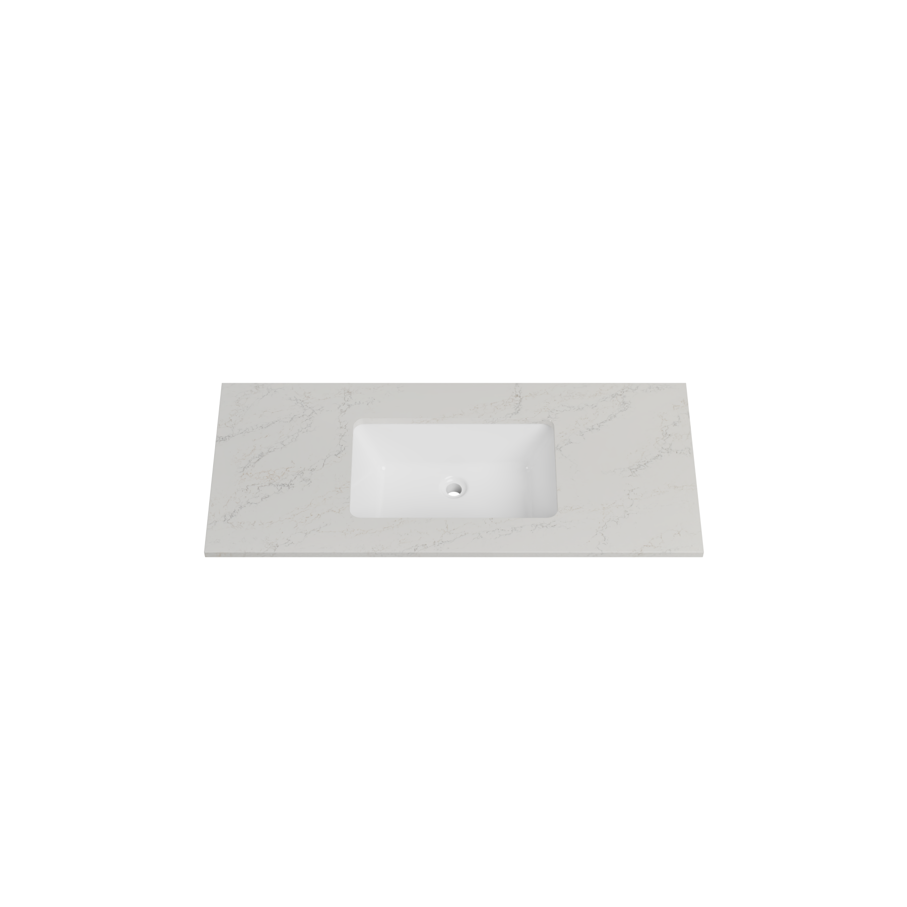 Timberline 43 Inch Quartz Top with Undermount Sink, Center Bowl, 19 Inch Deep, 3 Faucet Hole by Timberline