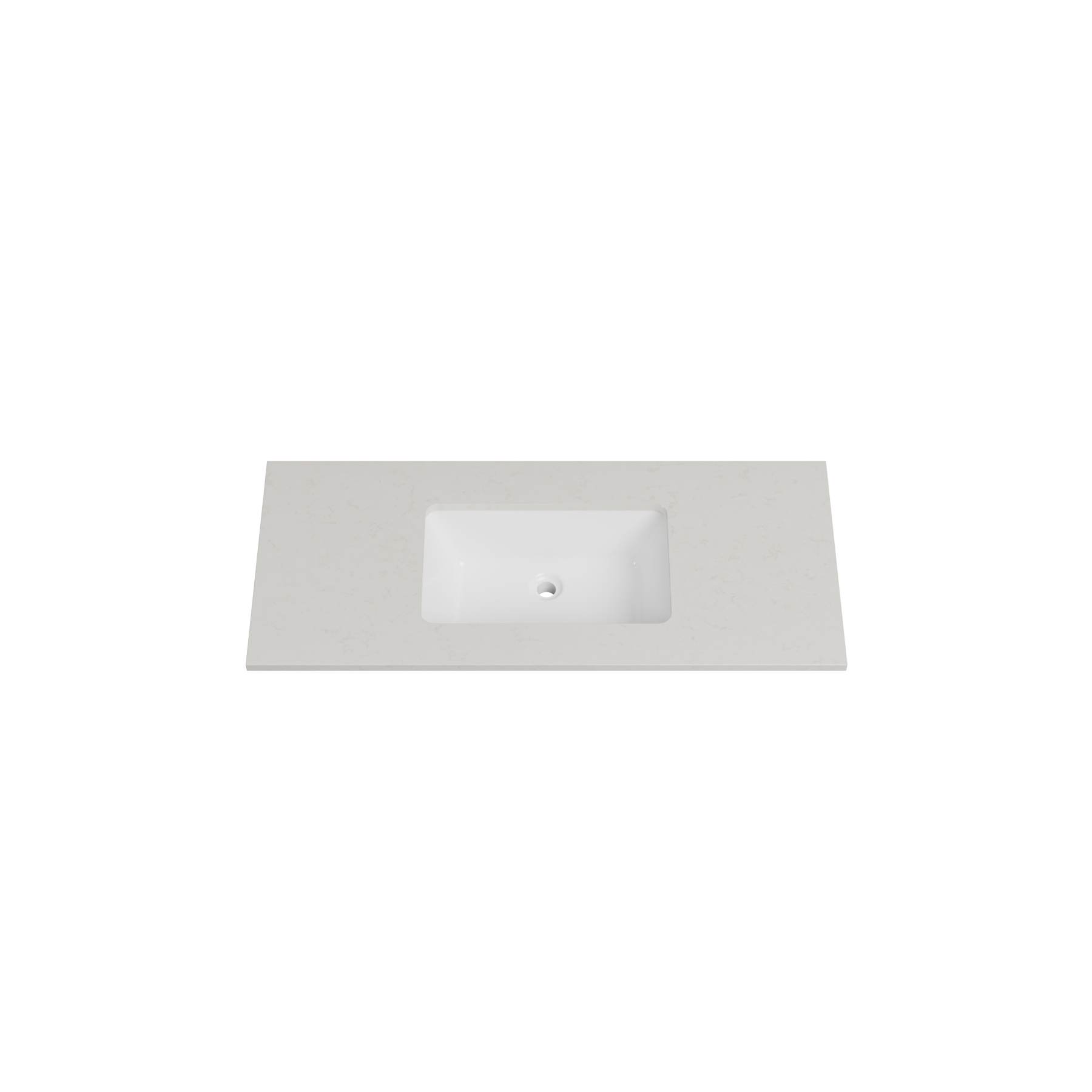 Timberline 43 Inch Quartz Top with Undermount Sink, Center Bowl, 19 Inch Deep, 1 Faucet Hole