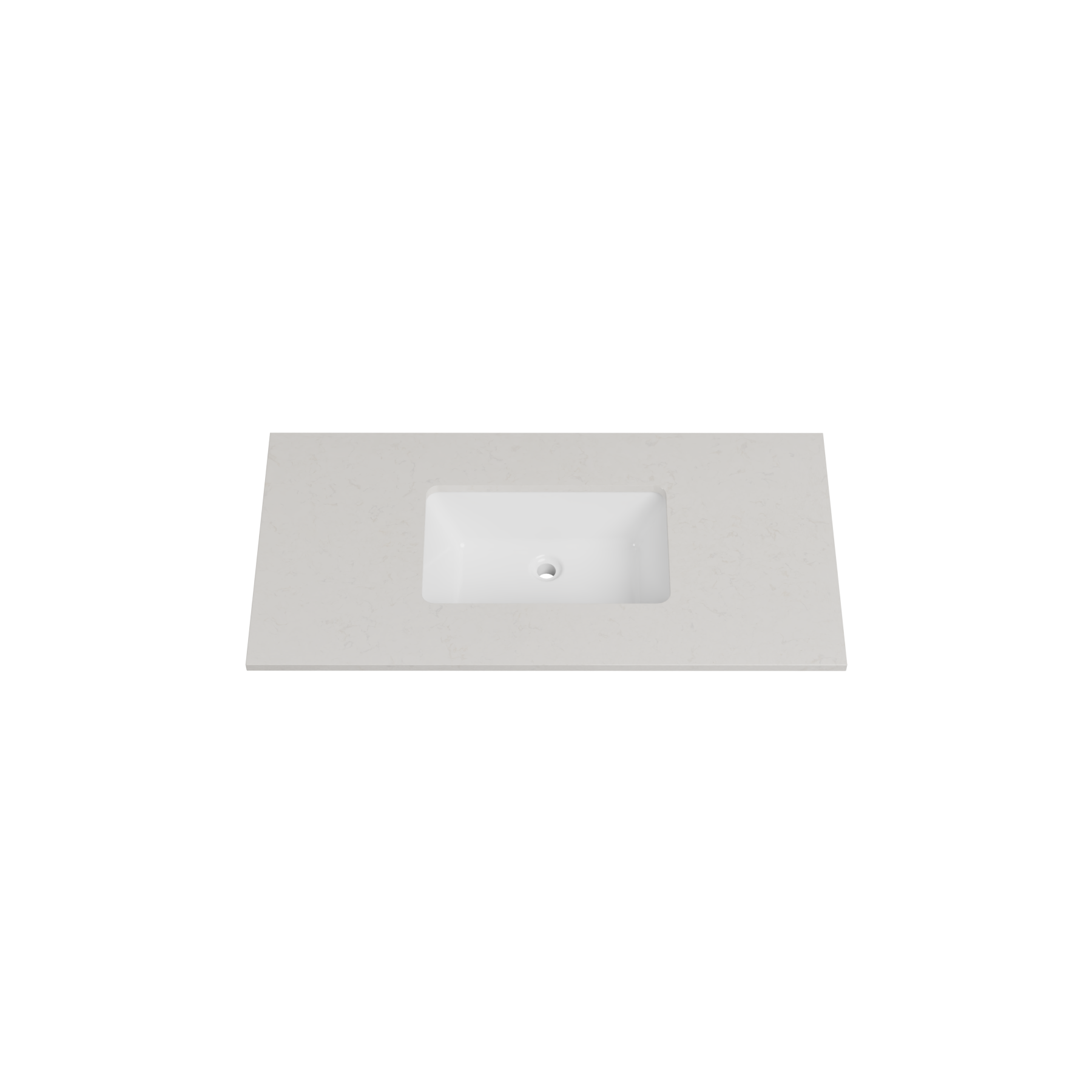 Timberline 43 Inch Quartz Top with Undermount Sink, Center Bowl, 22 Inch Deep, 0 Faucet Hole