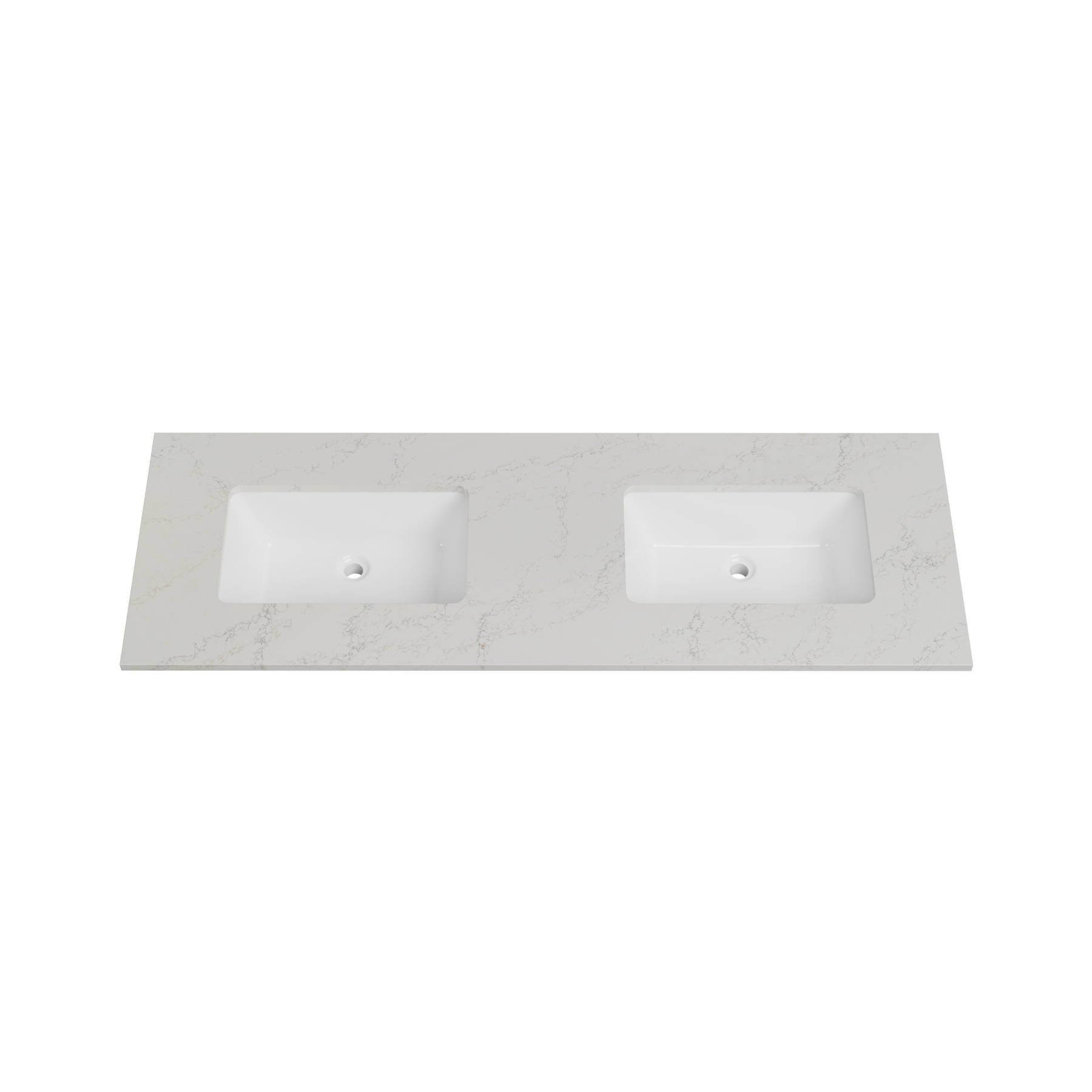 Timberline 61 Inch Quartz Top with Undermount Sink, Double Bowl, 22 Inch Deep, 0 Faucet Hole