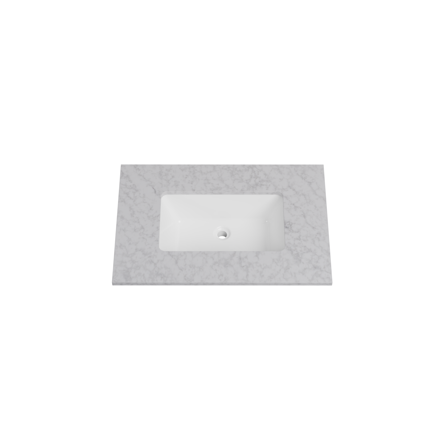 Timberline 31 Inch Solid Surface Top with Undermount Sink, Center Bowl, 22 Inch Deep, 1 Faucet Hole