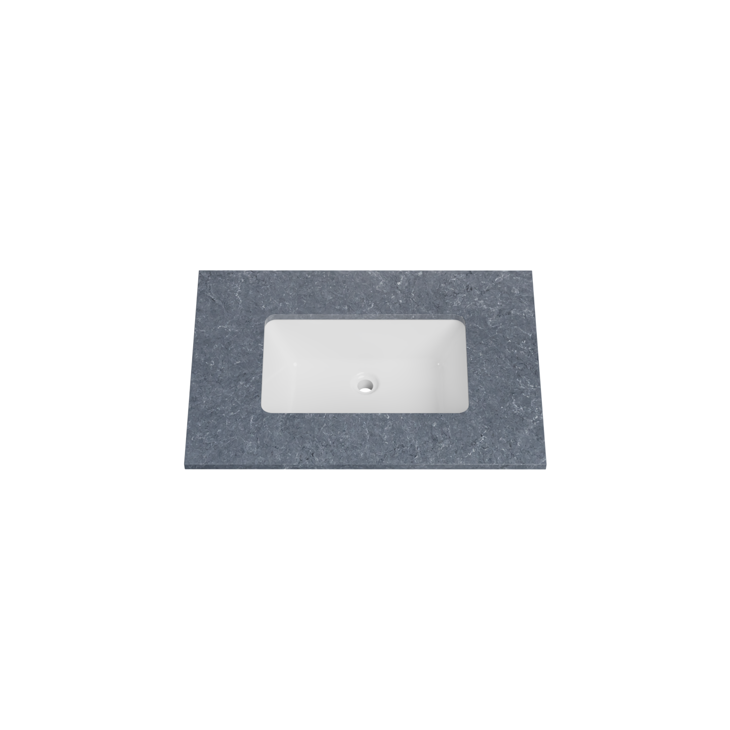 Timberline 31 Inch Solid Surface Top with Undermount Sink, Center Bowl, 22 Inch Deep, 3 Faucet Hole