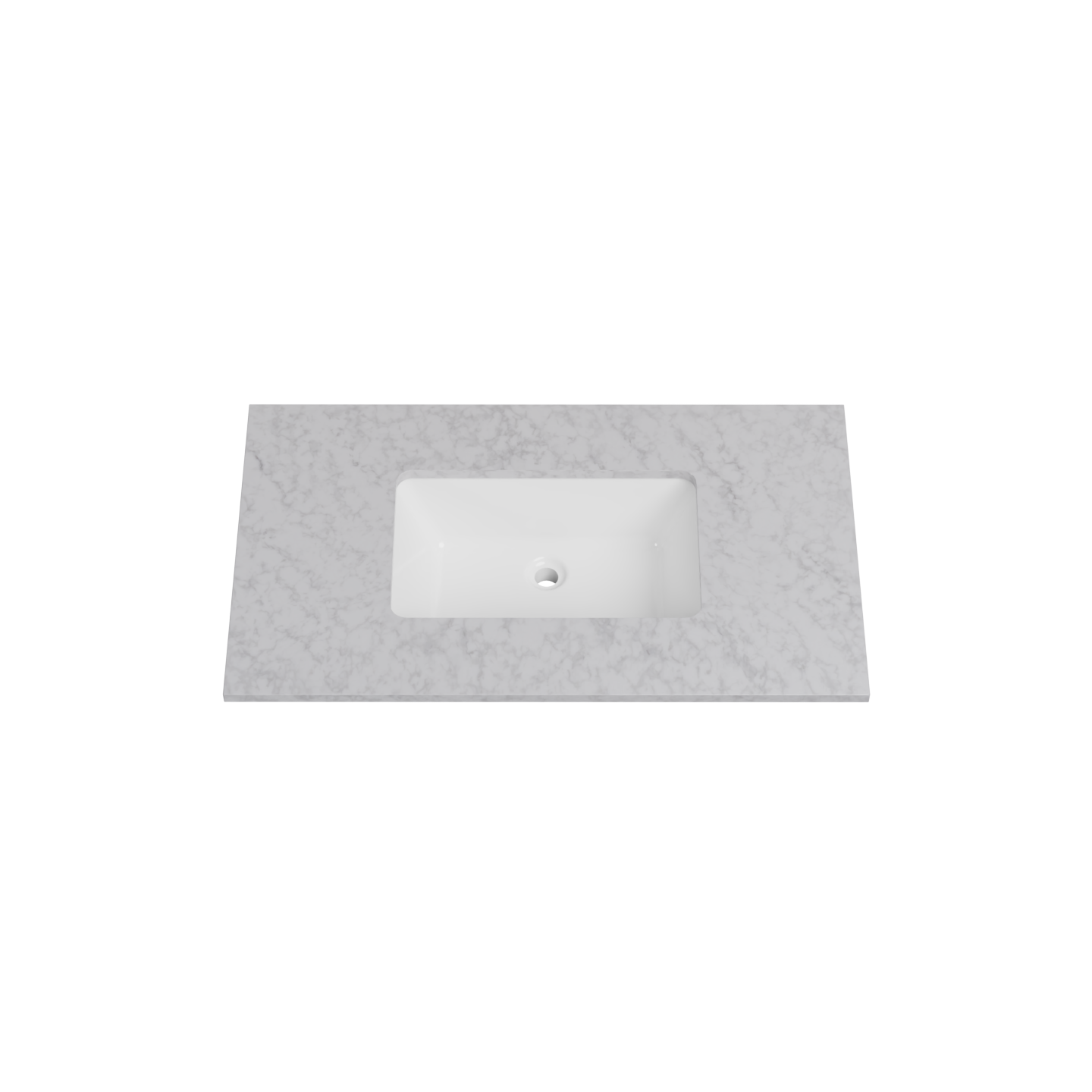 Timberline 37 Inch Solid Surface Top with Undermount Sink, Center Bowl, 22 Inch Deep, 0 Faucet Hole