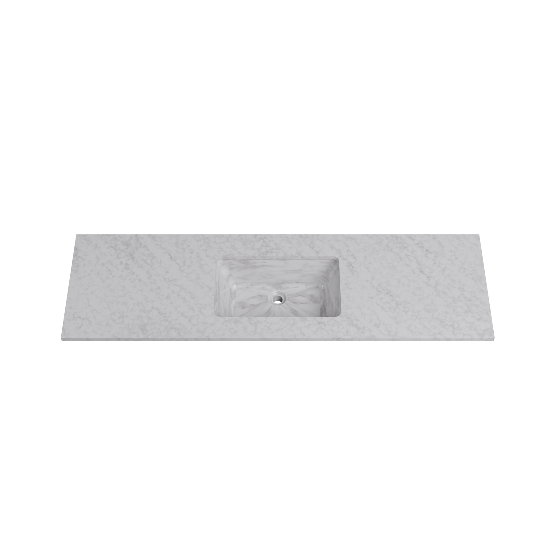 Timberline 61 Inch Solid Surface Top with Undermount Sink, Center Bowl, 19 Inch Deep, 0 Faucet Hole