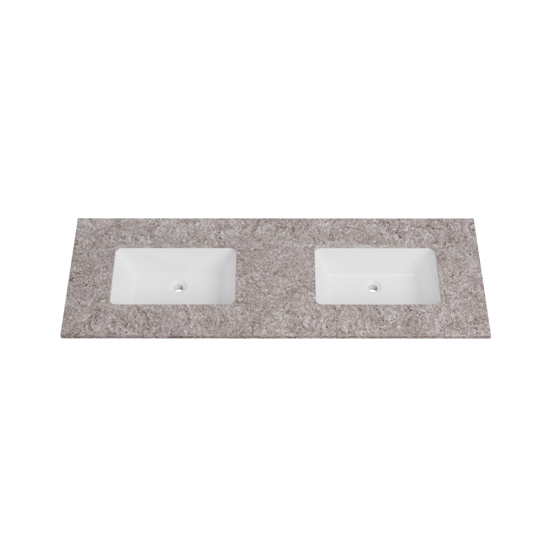 Timberline 61 Inch Solid Surface Top with Undermount Sink, Double Bowl, 22 Inch Deep, 1 Faucet Hole