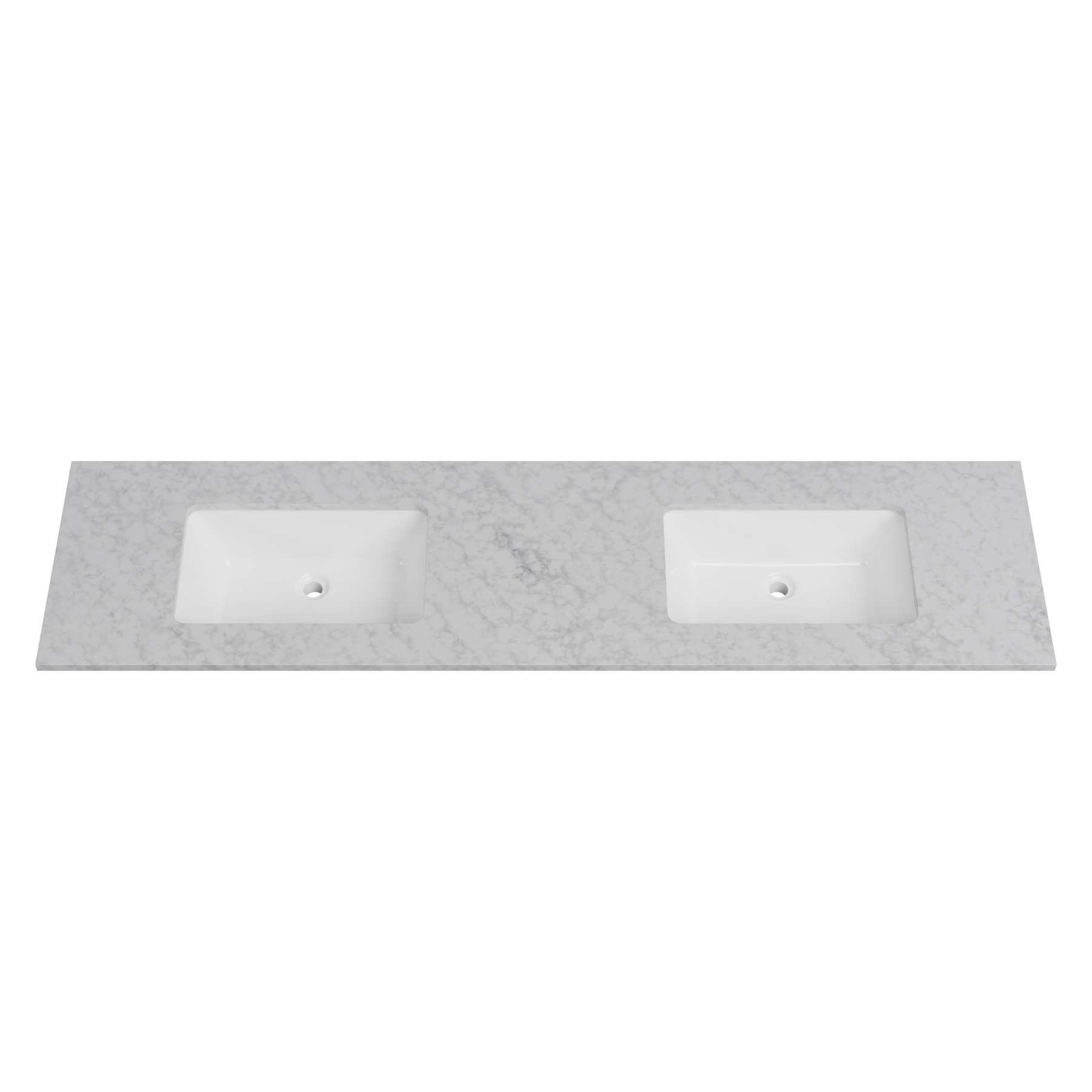 Timberline 73 Inch Solid Surface Top with Undermount Sink, Double Bowl, 19 Inch Deep, 1 Faucet Hole