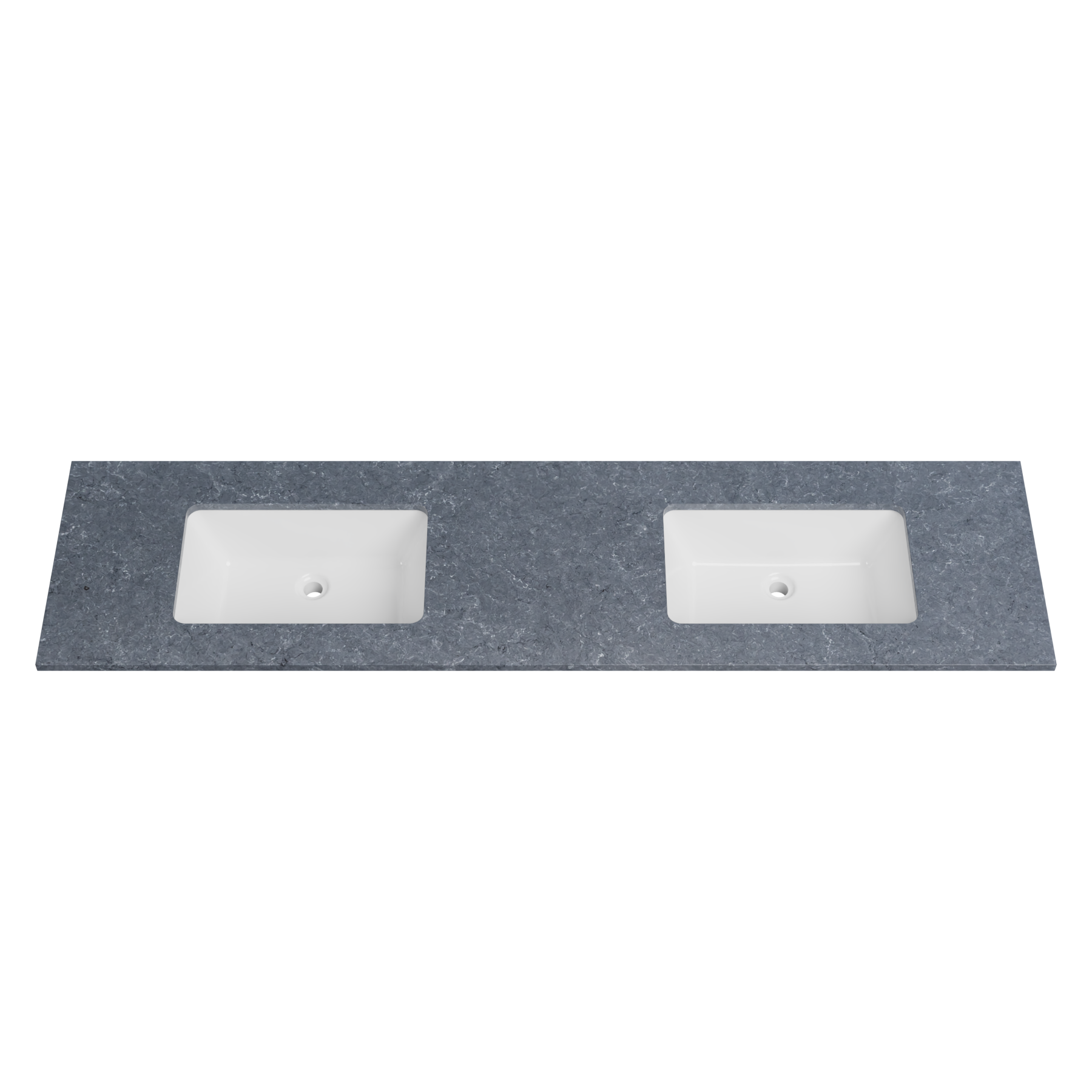 Timberline 73 Inch Solid Surface Top with Undermount Sink, Double Bowl, 19 Inch Deep, 1 Faucet Hole
