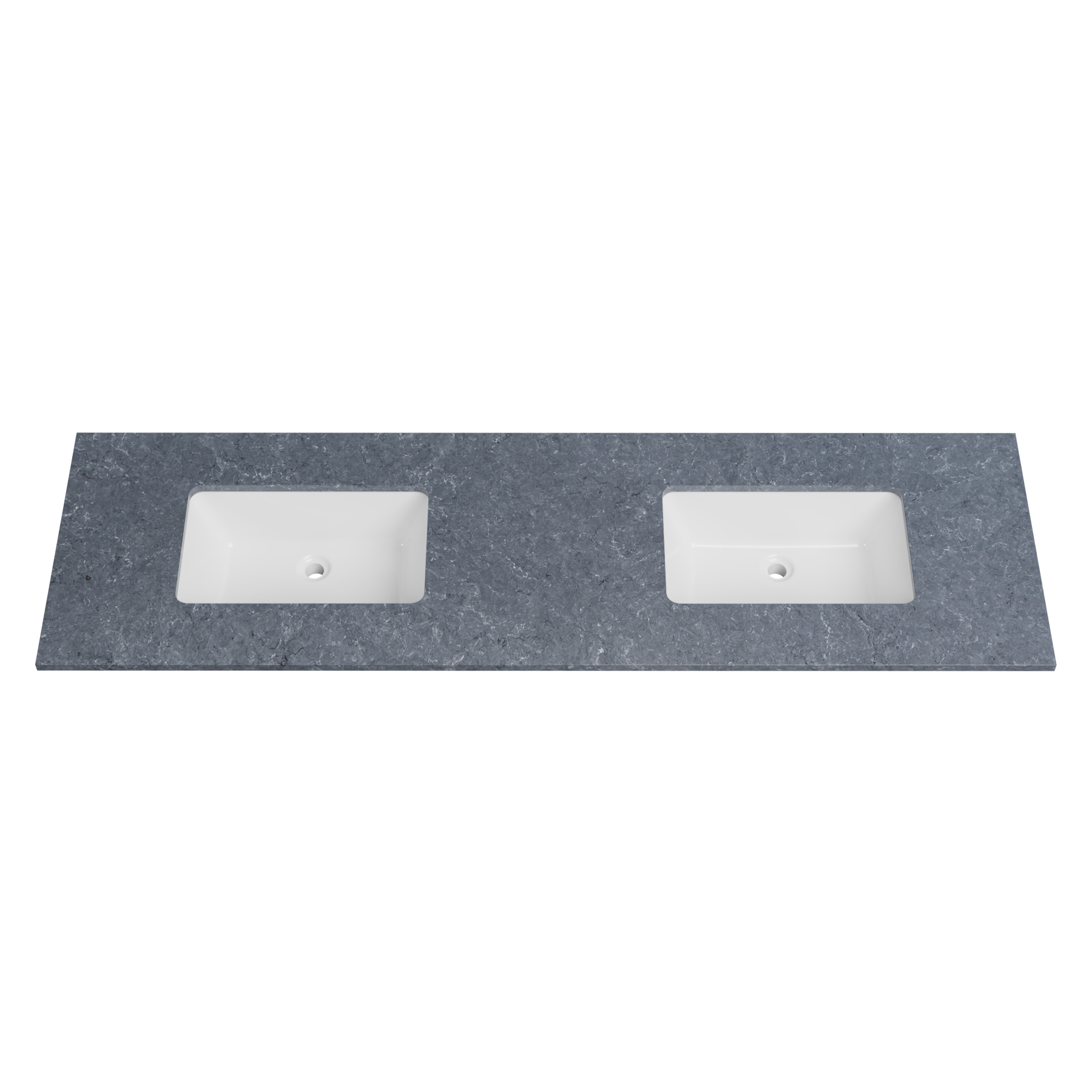 Timberline 73 Inch Solid Surface Top with Undermount Sink, Double Bowl, 22 Inch Deep, 3 Faucet Hole