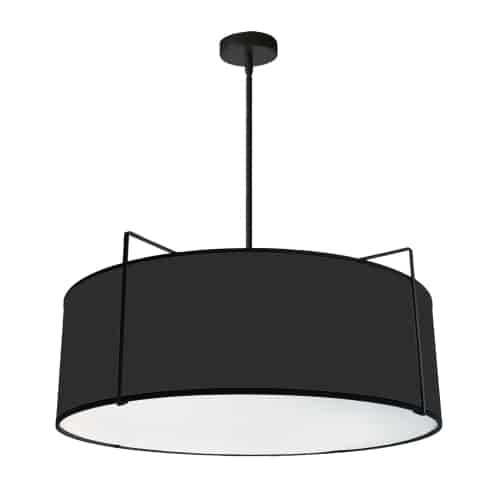 black shade with white fabric diffuser pendants