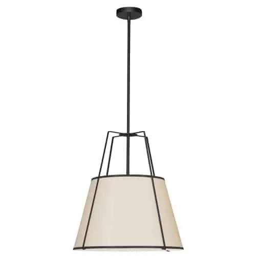 black and cream shade with white fabric diffuser pendants