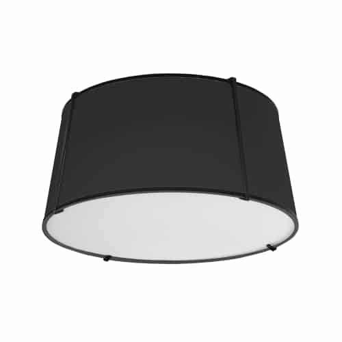 black shade with white fabric diffuser flush mount