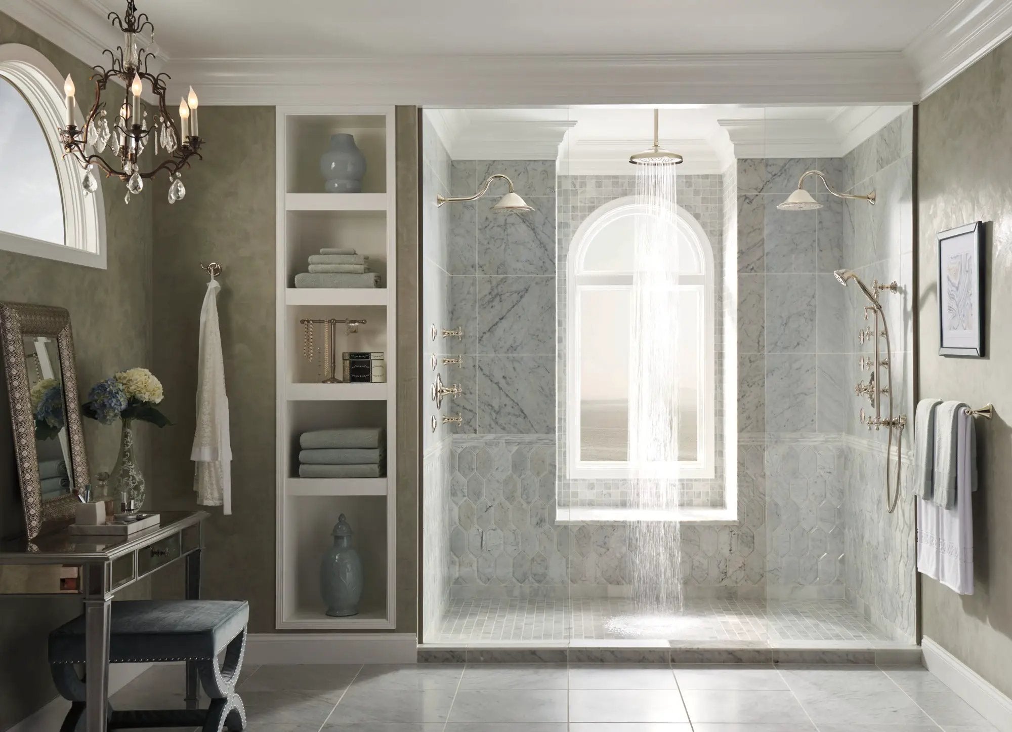 polished nickel shower arm and flange