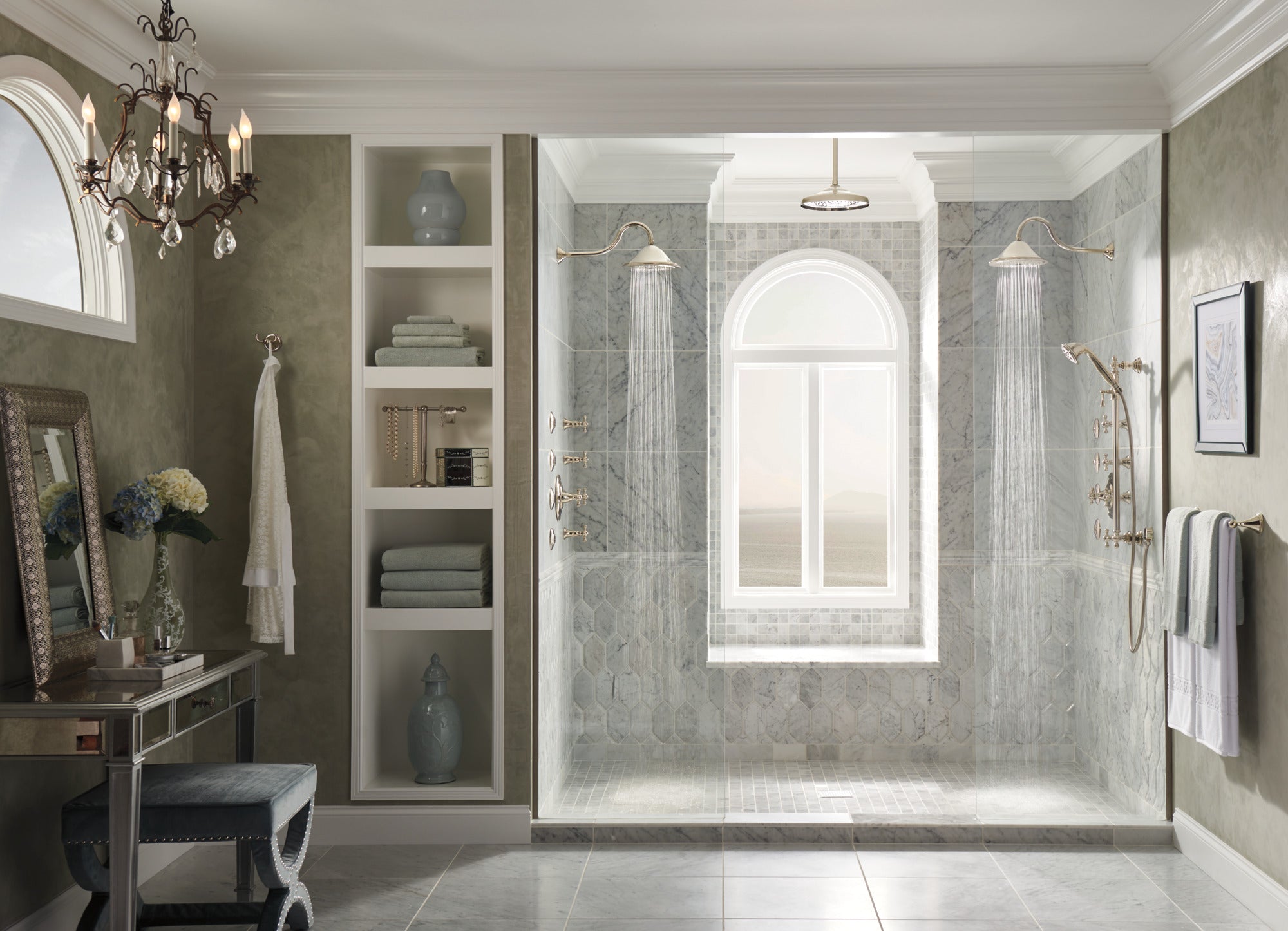 polished nickel shower arm and flange