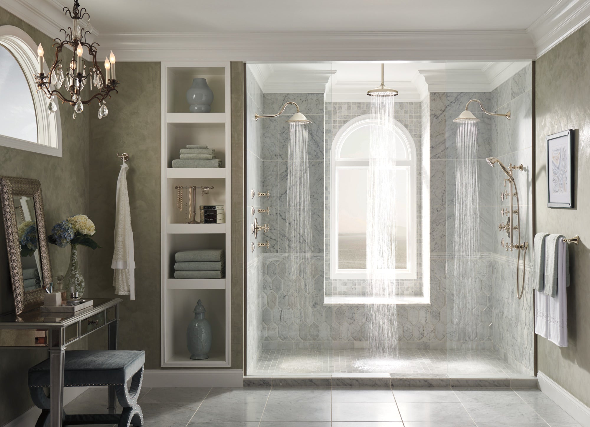 polished nickel shower arm and flange