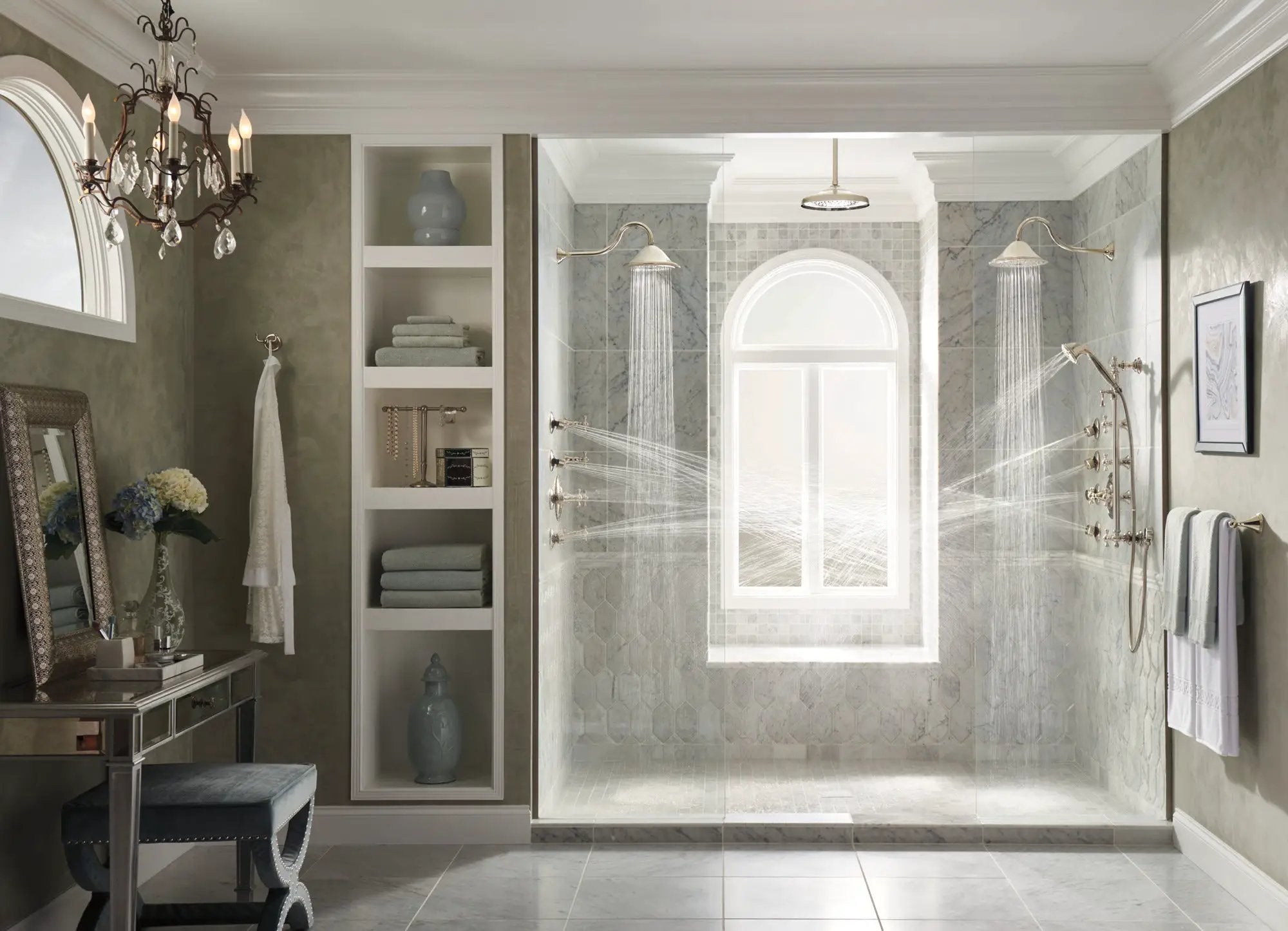 polished nickel shower head