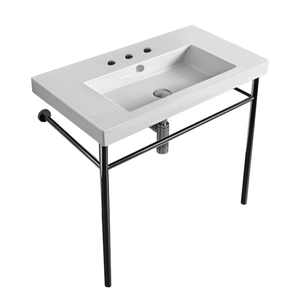 Nameeks Tecla 31-1/2" Ceramic Bathroom Sink for Console Installation - Includes Overflow