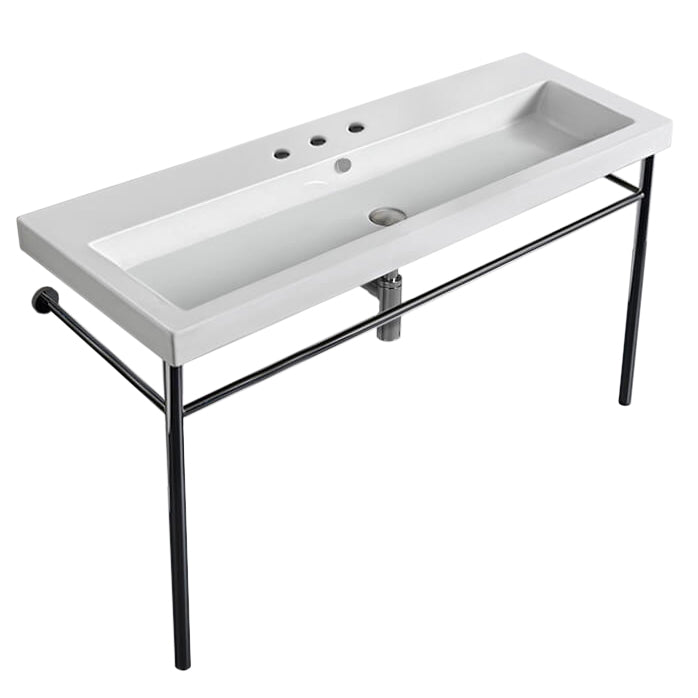 Nameeks Tecla 47-1/4" Ceramic Bathroom Sink for Console Installation - Includes Overflow