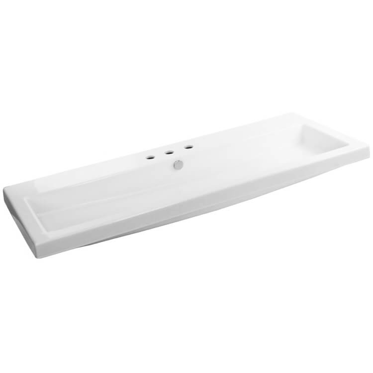 Nameeks Tecla 47-1/4" Ceramic Wall Mounted/Drop In Bathroom Sink - Includes Overflow