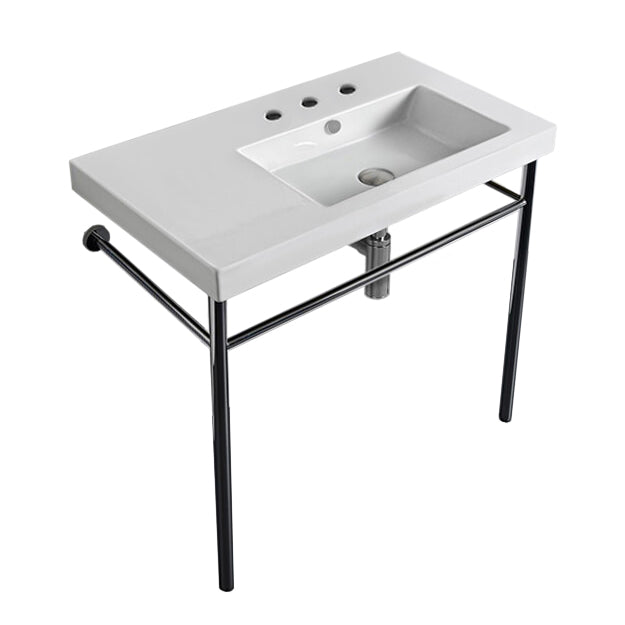 Nameeks Tecla 31-1/2" Ceramic Bathroom Sink for Console Installation - Includes Overflow