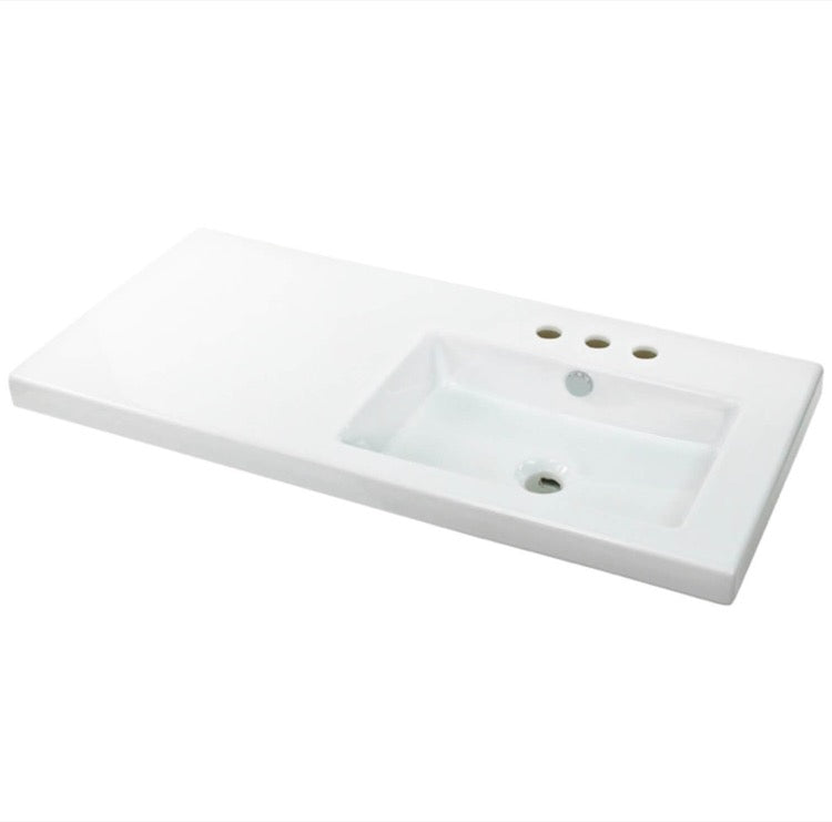 Nameeks Tecla 39-3/8" Ceramic Wall Mounted/Drop In Bathroom Sink - Includes Overflow