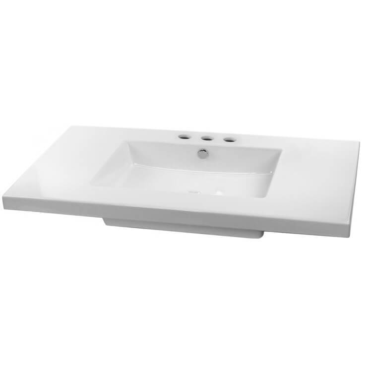 Nameeks Tecla 41-3/8" Ceramic Wall Mounted/Drop In Bathroom Sink - Includes Overflow