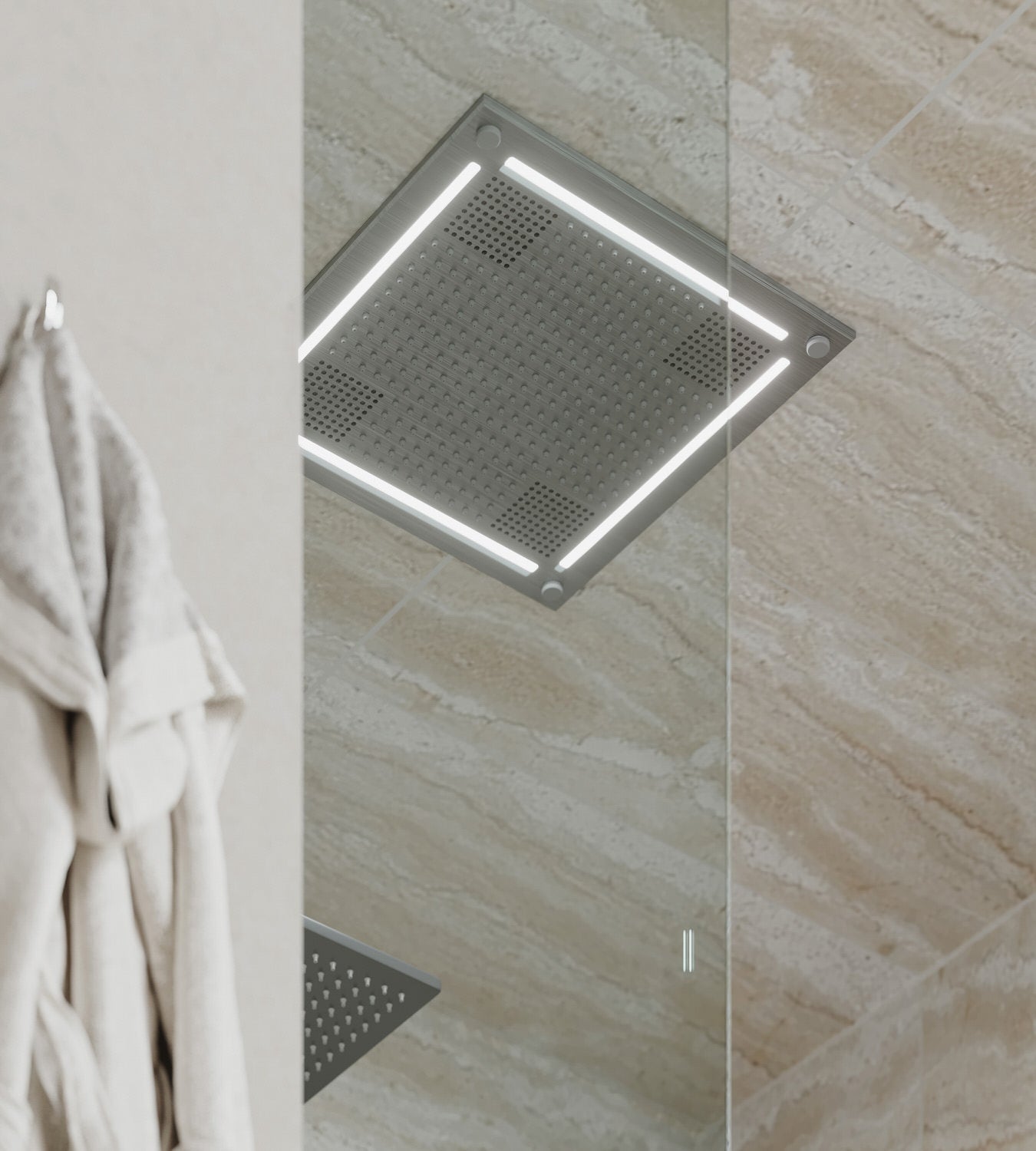 polished chrome rain system