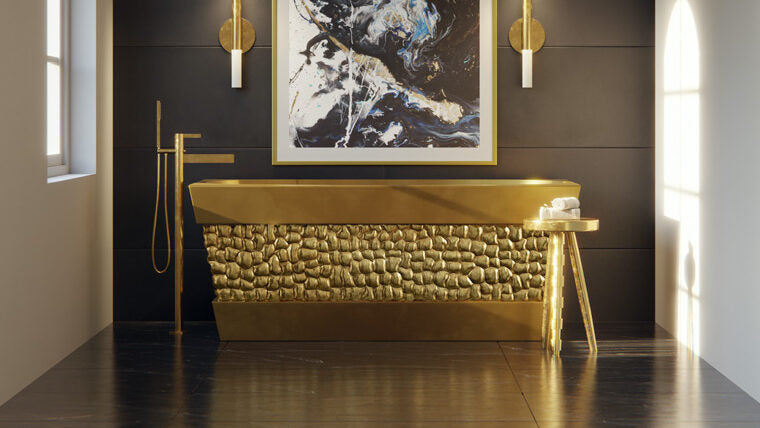 satin brass turtle tub