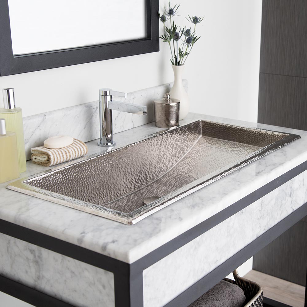 brushed nickel bathroom sink