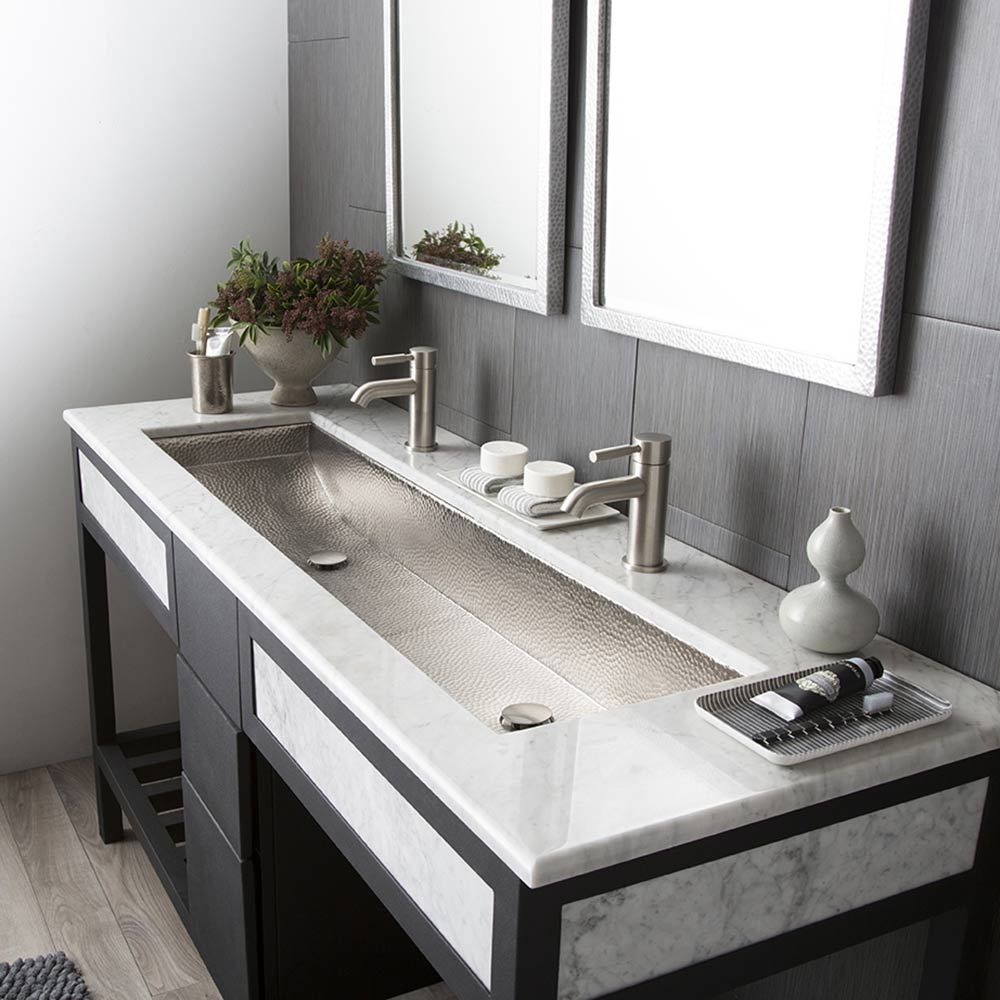 brushed nickel bathroom sink